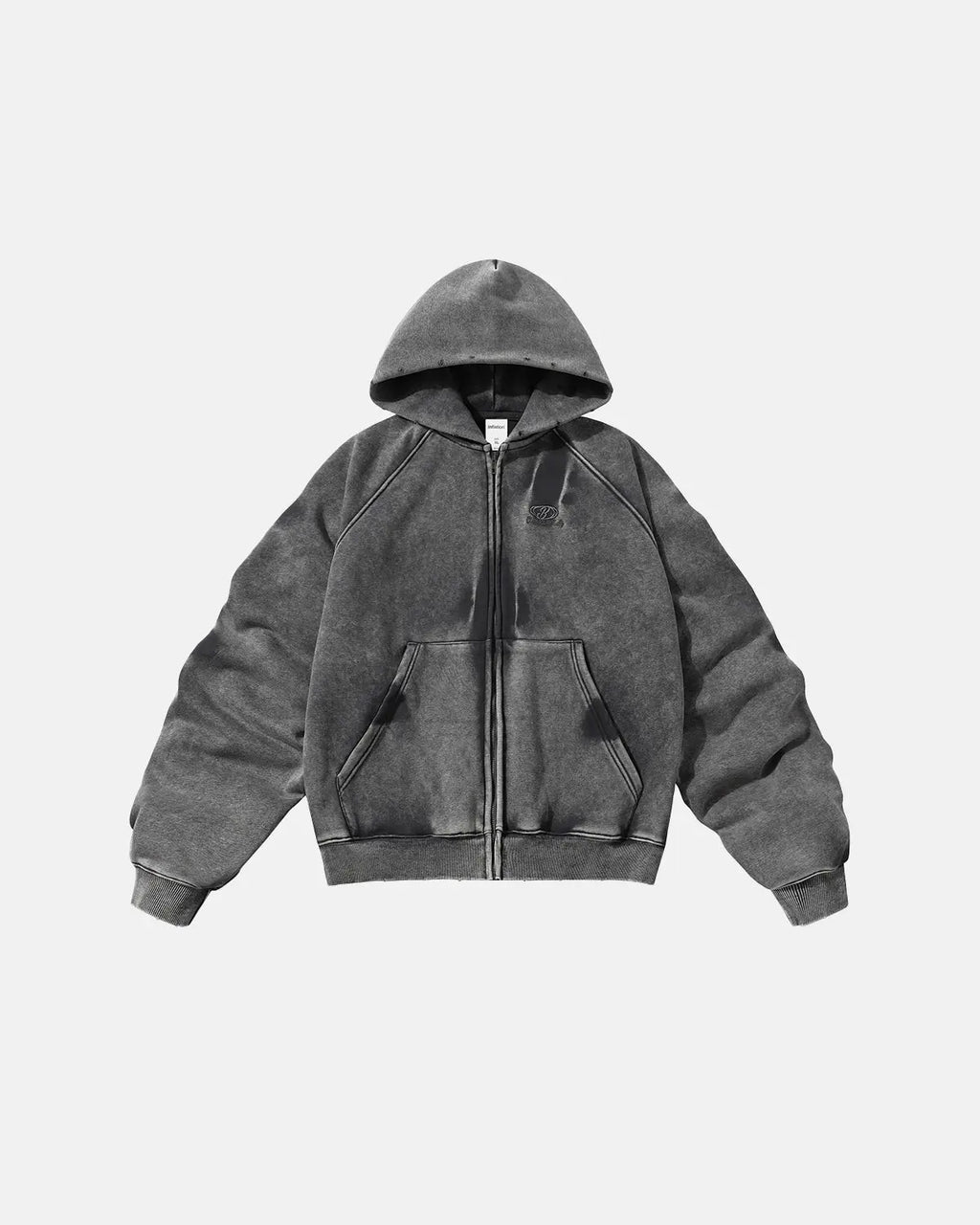 Acid Washed Embroidery Zip Up Hoodies | Inflation Streetwear