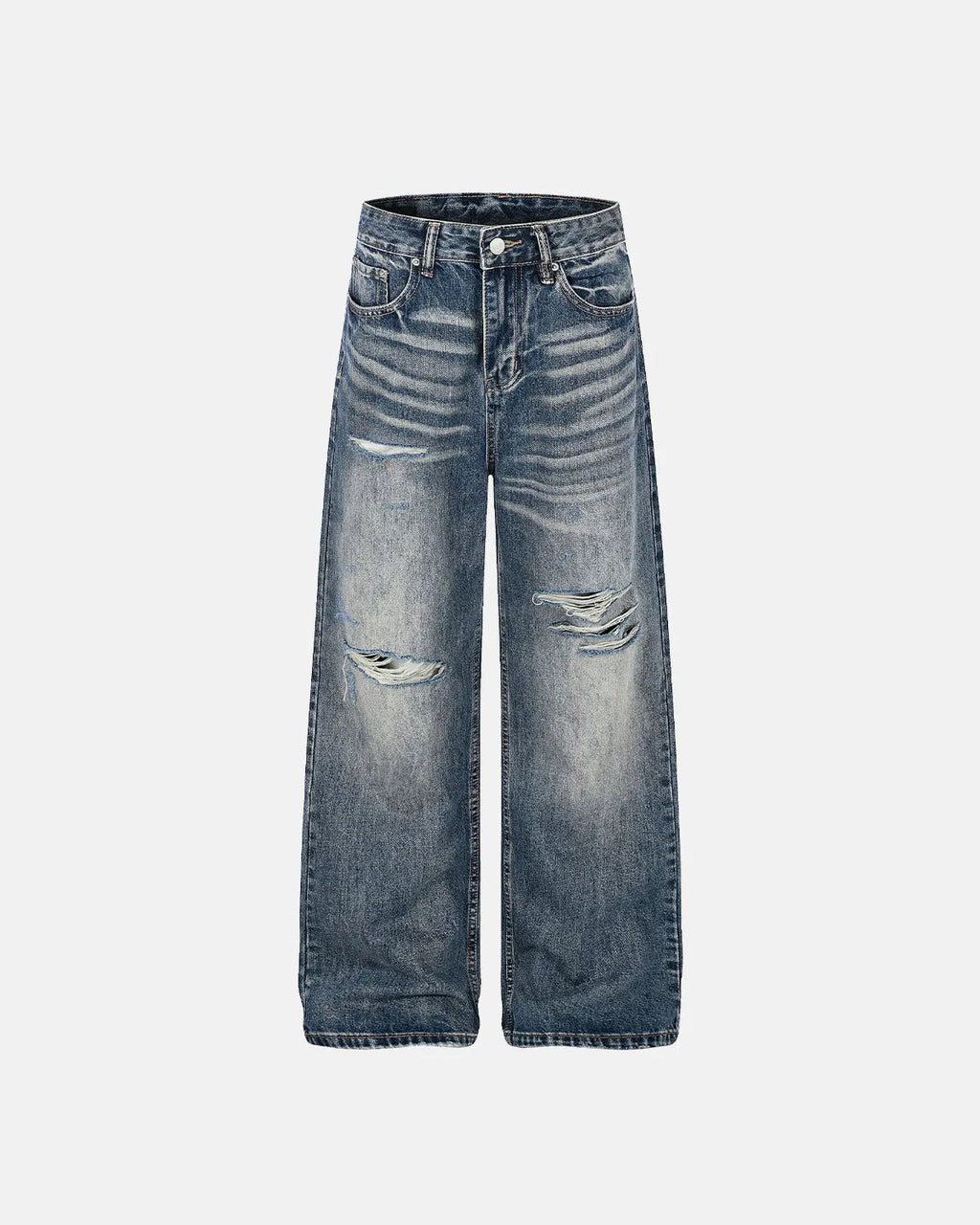 Whisker Wash Distressed Baggy Jeans | Inflation Streetwear