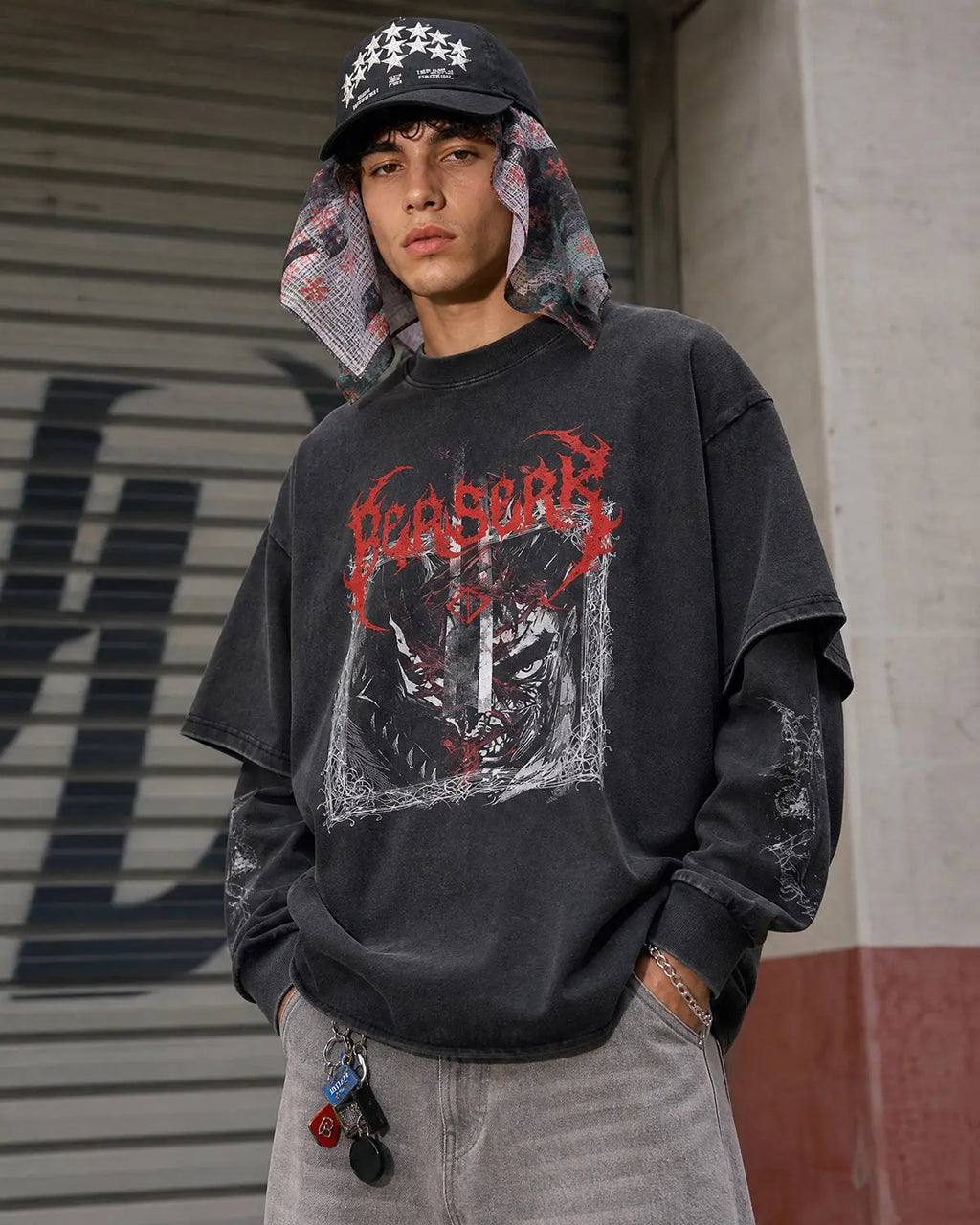 Graphic Distressed Acid Wash Layered Tshirts  | Inflation Streetwear