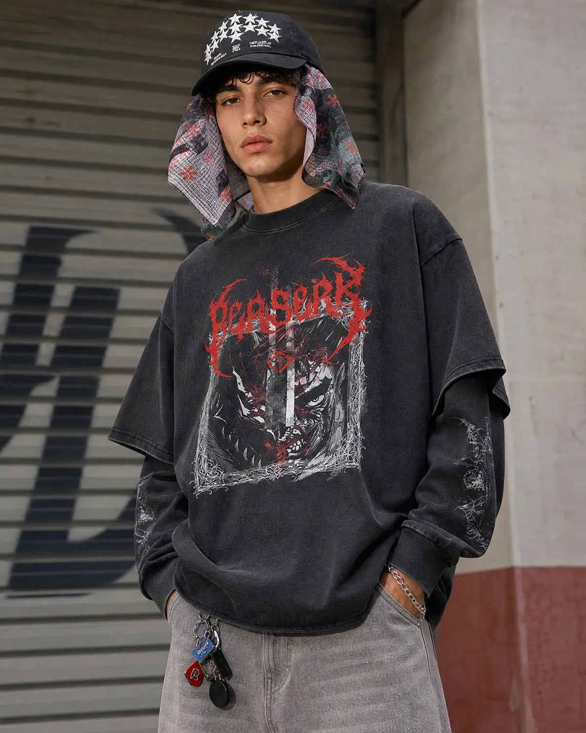 Graphic Distressed Acid Wash Layered Tshirts  | Inflation Streetwear