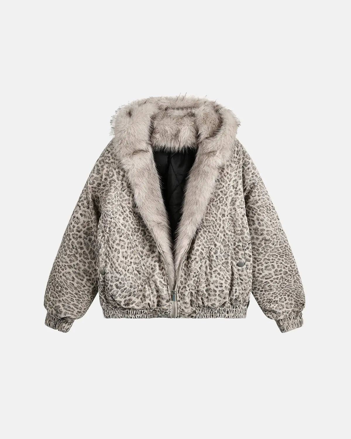 Leopard Faux Fur Lined Bomber Jacket | Inflation Streetwear