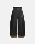 Leopard Patchwork Embroidery Baggy Jeans | Inflation Streetwear