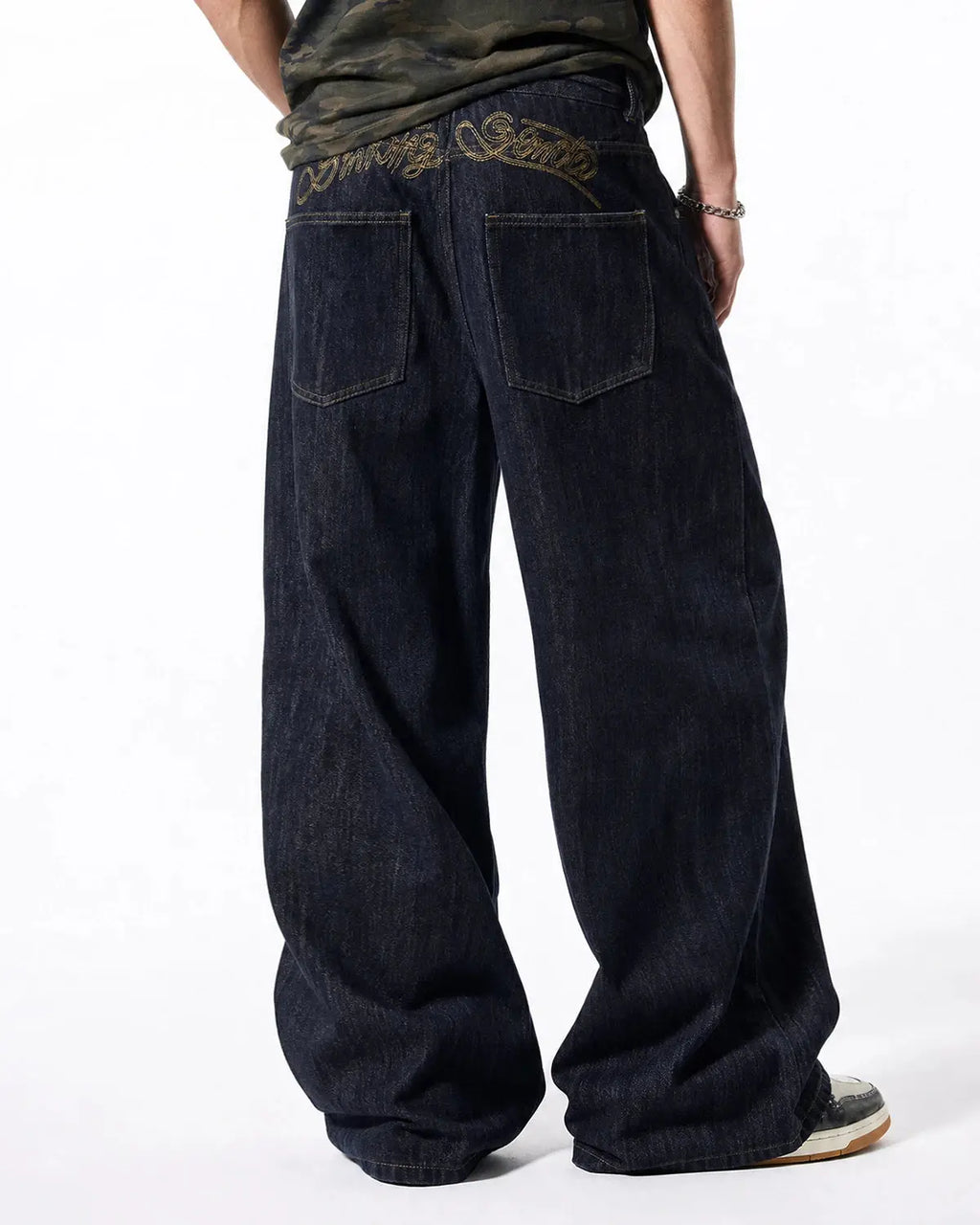Embroidered Raw Baggy Jeans | Inflation Streetwear