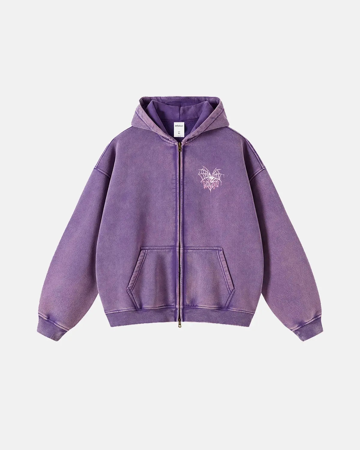 Ghost Acid Wash Zip Up Hoodies | Inflation Streetwear