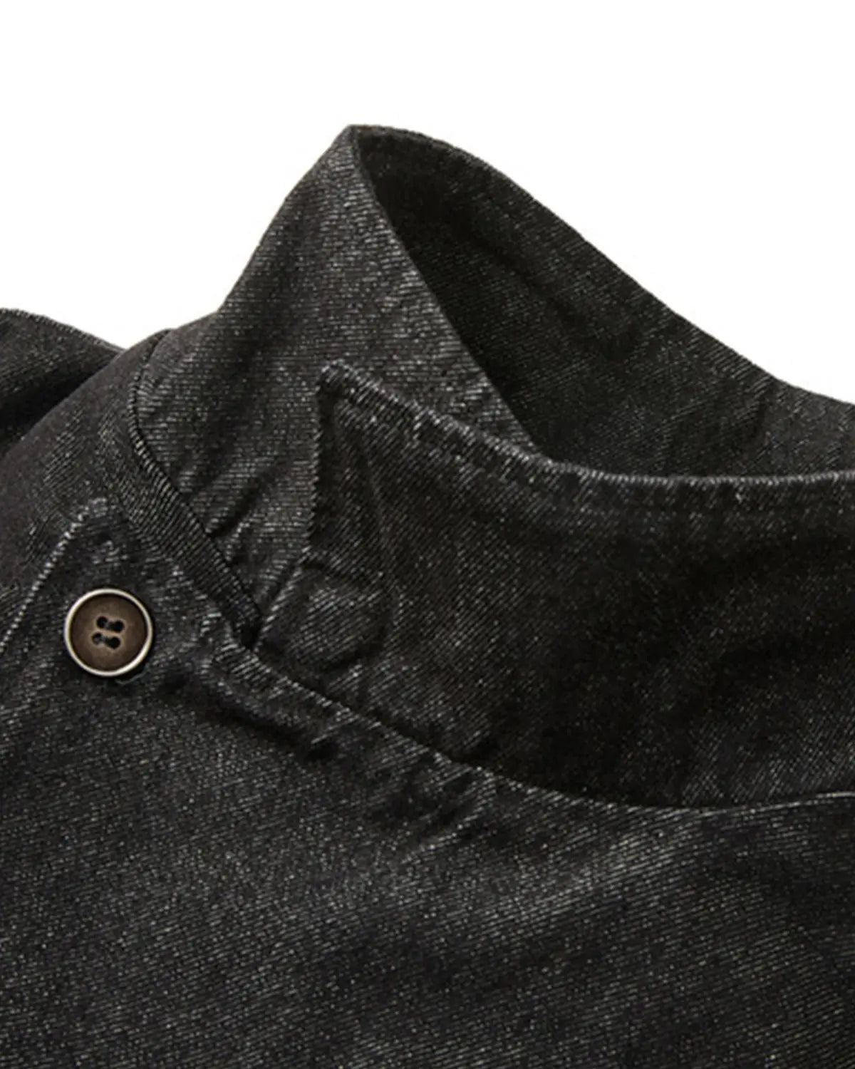 Cropped Asymmetric Button Denim Jacket | Inflation Streetwear