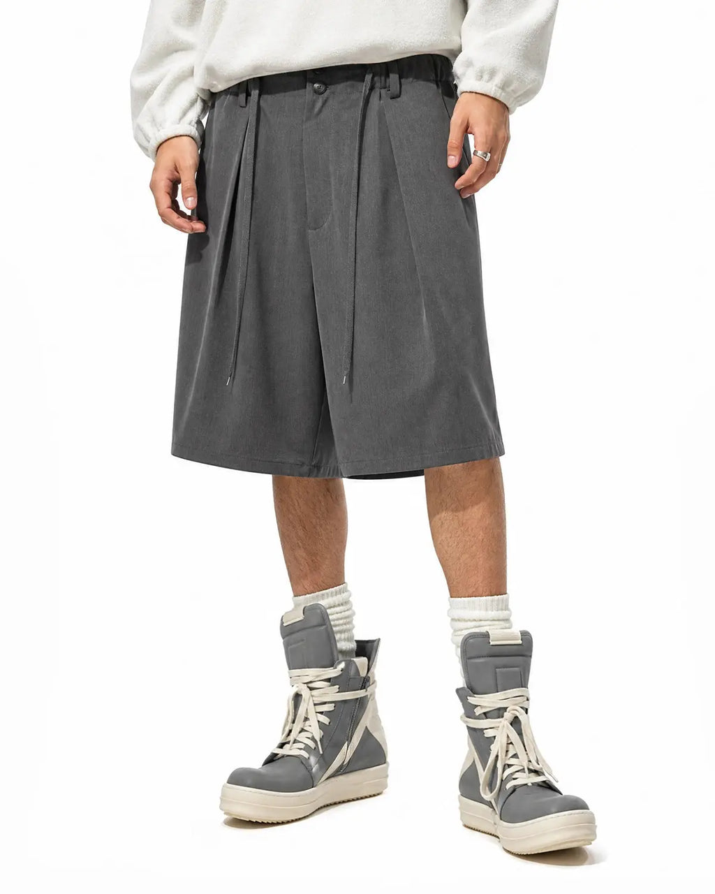 Drawstring Wide-Leg Tailored Shorts | Inflation Streetwear