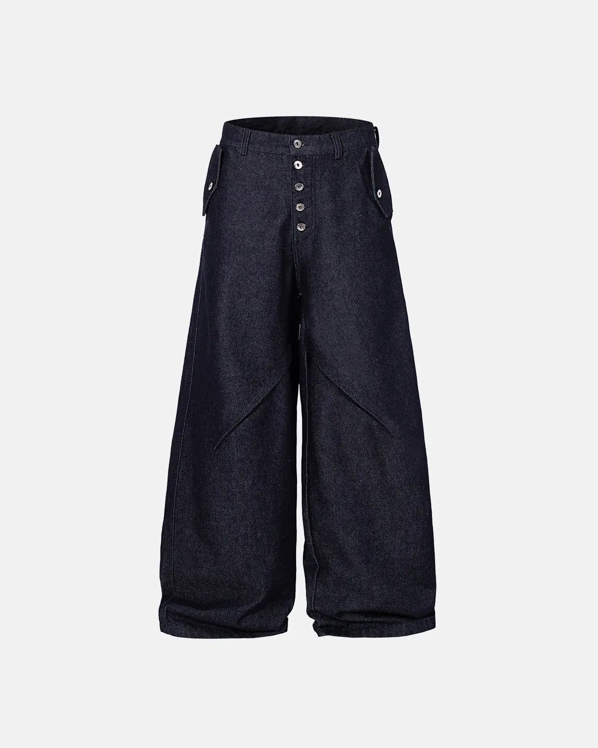 Buttons Up Raw Blue Baggy Jeans | Inflation Streetwear