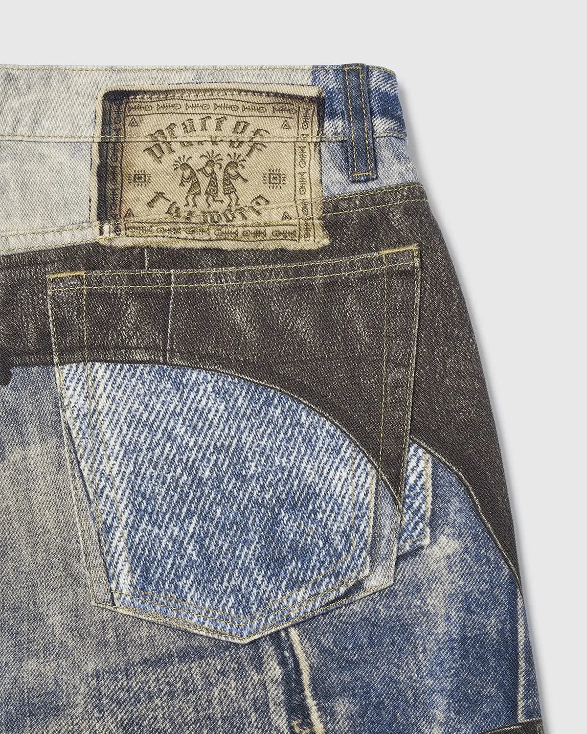 Colorblock Digital Printing Cotton Jeans | Inflation Streetwear