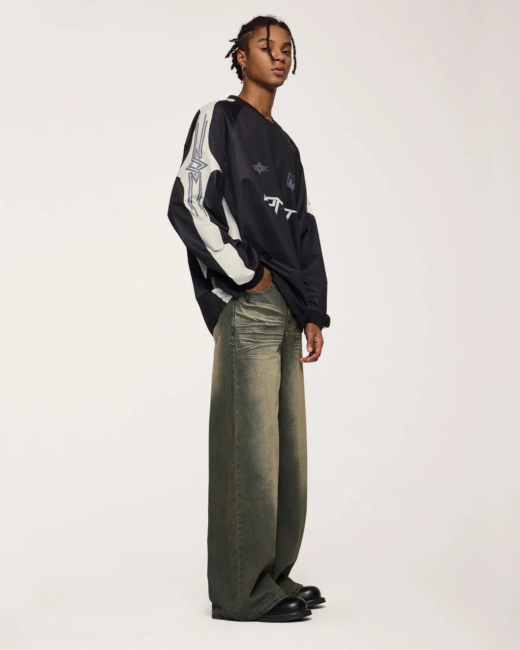 INFLATION Streetwear Washed Loose-fit Denim Pants