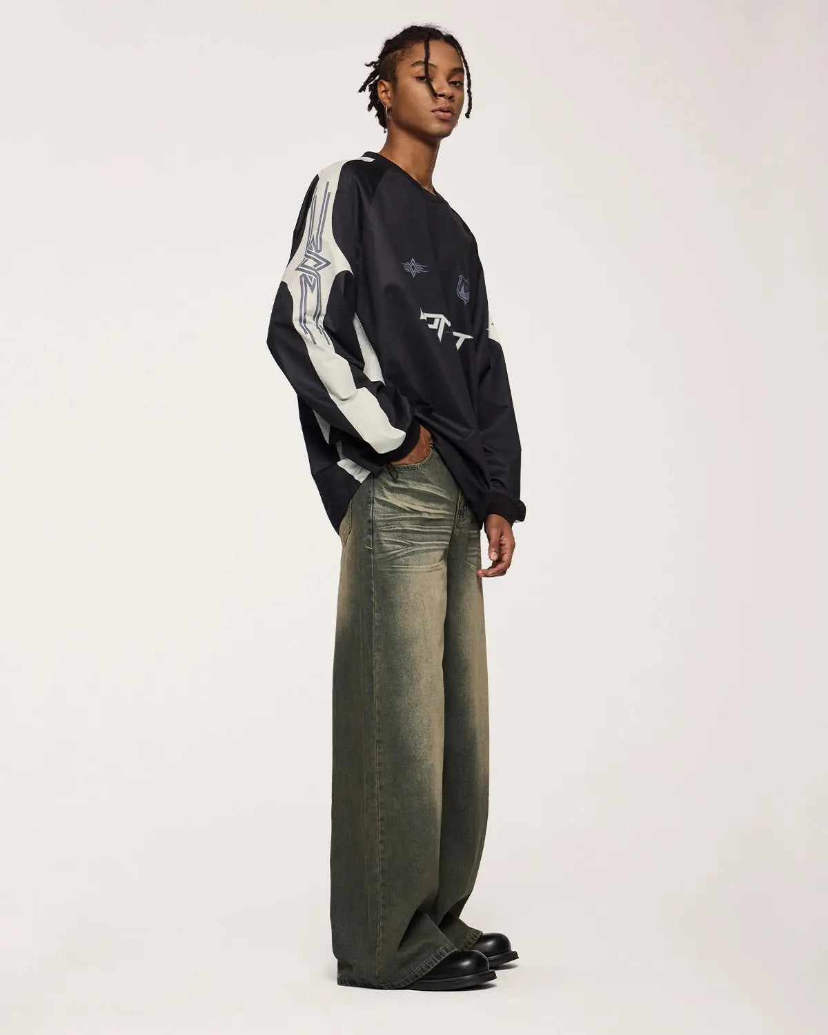 INFLATION Streetwear Washed Loose-fit Denim Pants