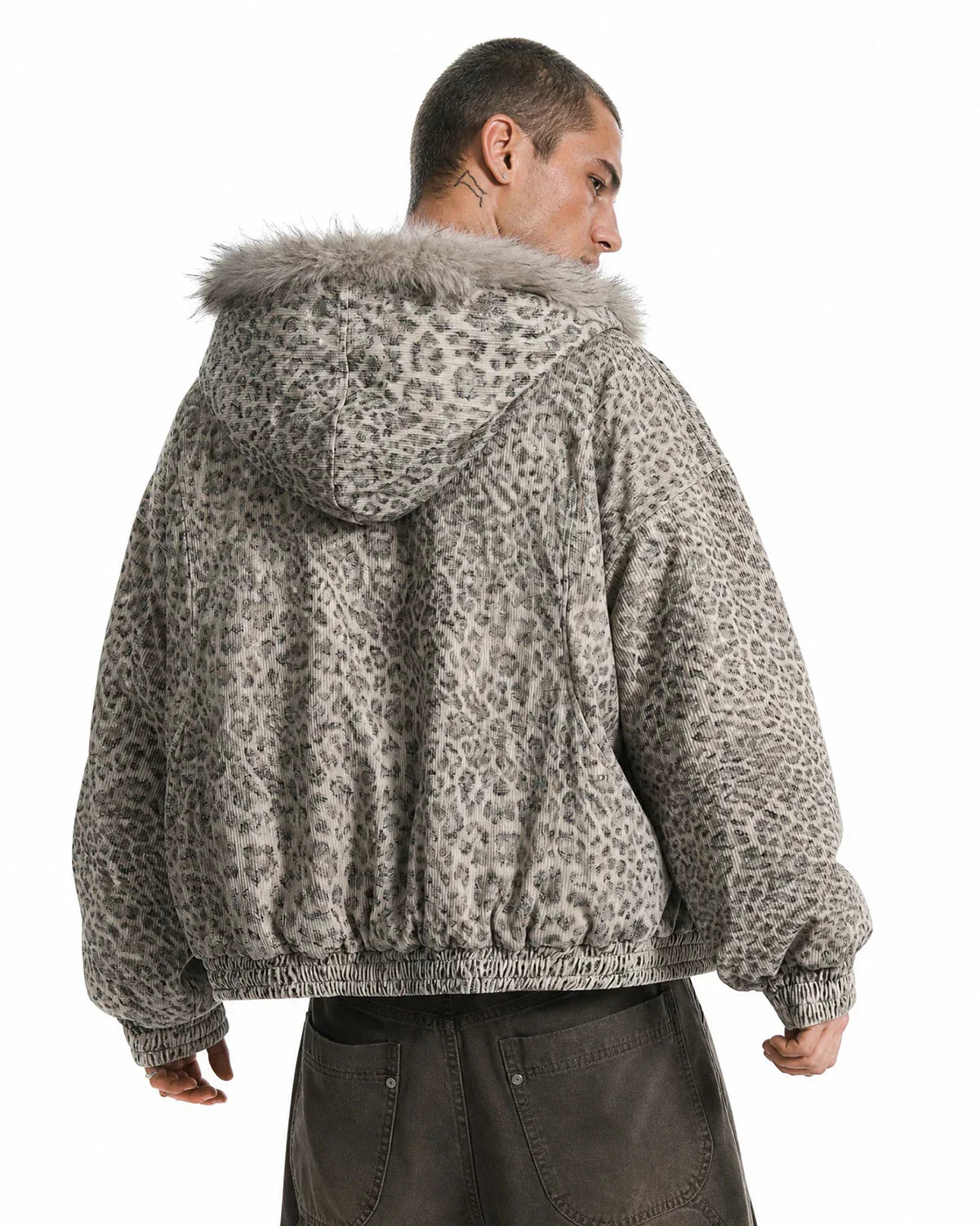 Leopard Faux Fur Lined Bomber Jacket | Inflation Streetwear