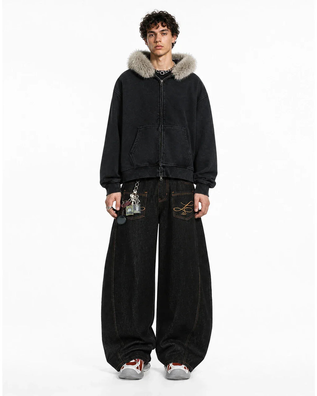 Pocket Embroidery Raw Barrel Jeans | Inflation Streetwear