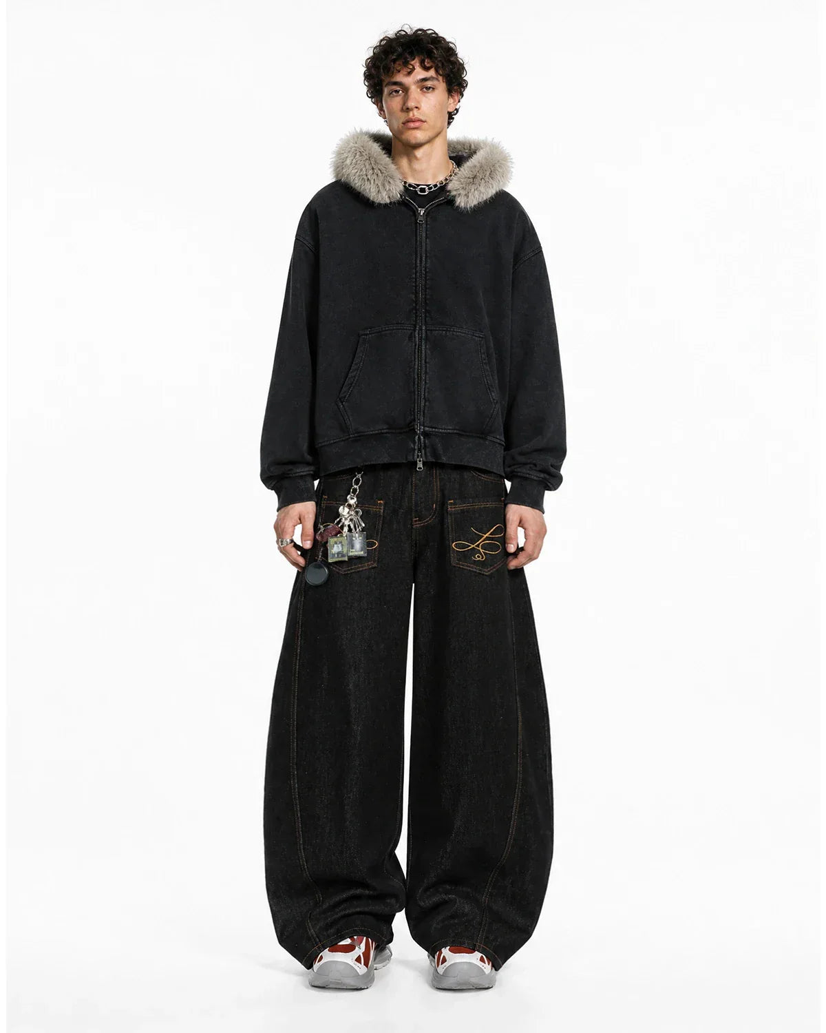 Pocket Embroidery Raw Barrel Jeans | Inflation Streetwear