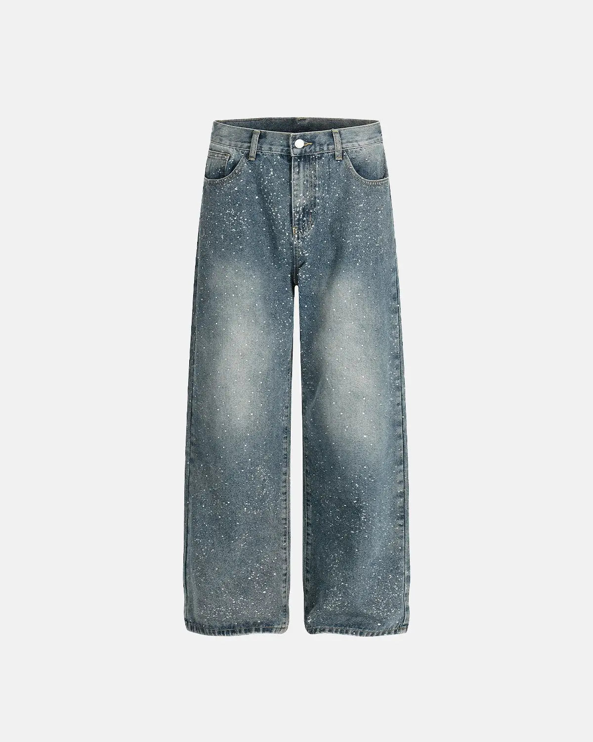 Rhinestone Straight Leg Denim Jeans | Inflation Streetwear