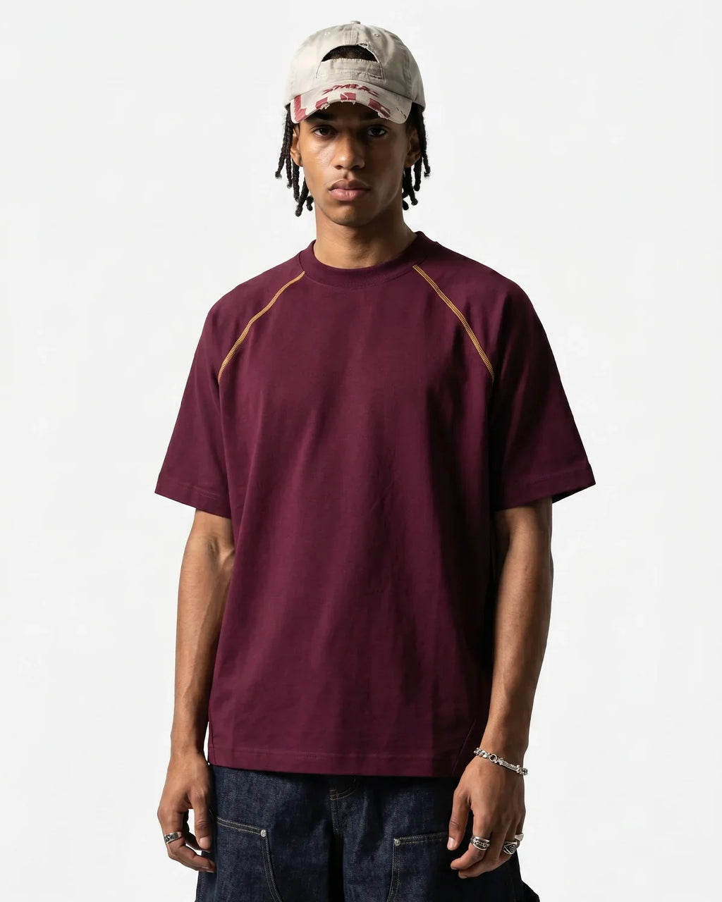 Contrast Color Stiching Stretch T-shirt | Inflation Streetwear