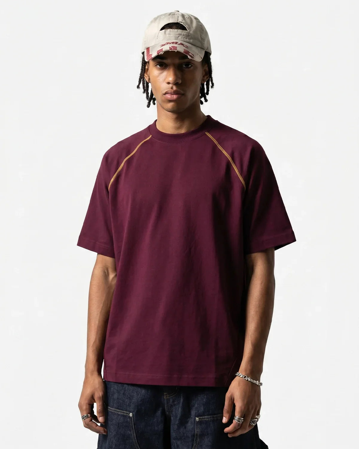 Contrast Color Stiching Stretch T-shirt | Inflation Streetwear