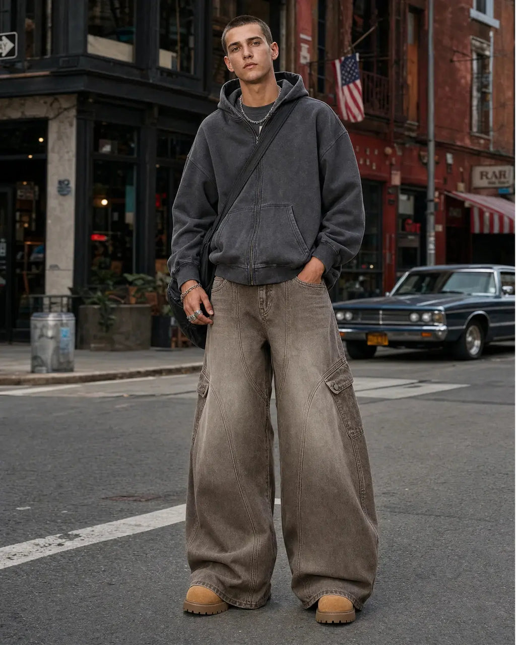Brown Acid Wash Barrel Jeans | Inflation Streetwear
