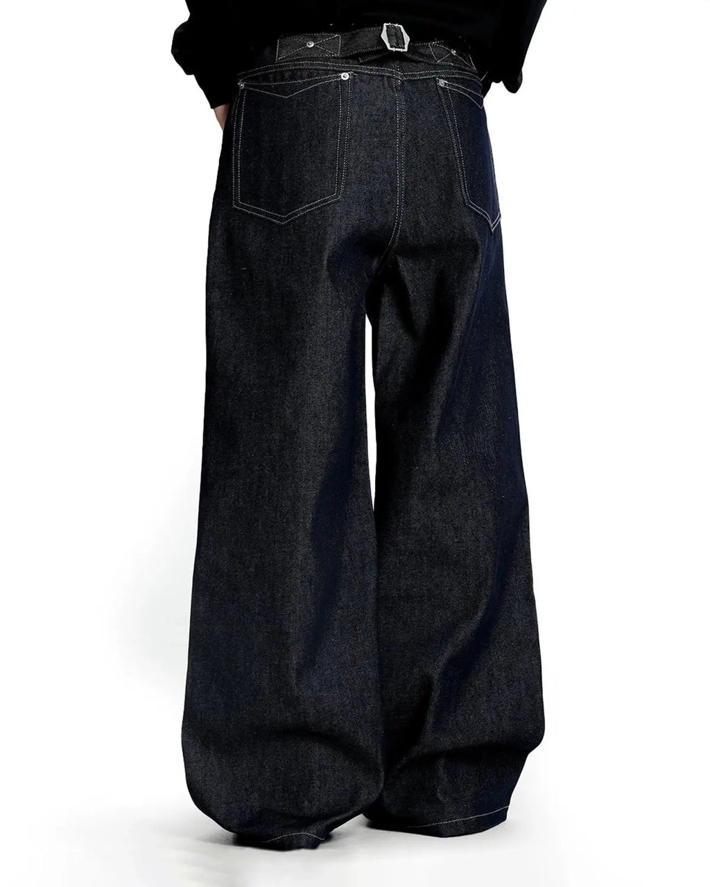 Contrast Stitching Raw Baggy Jeans | Inflation Streetwear