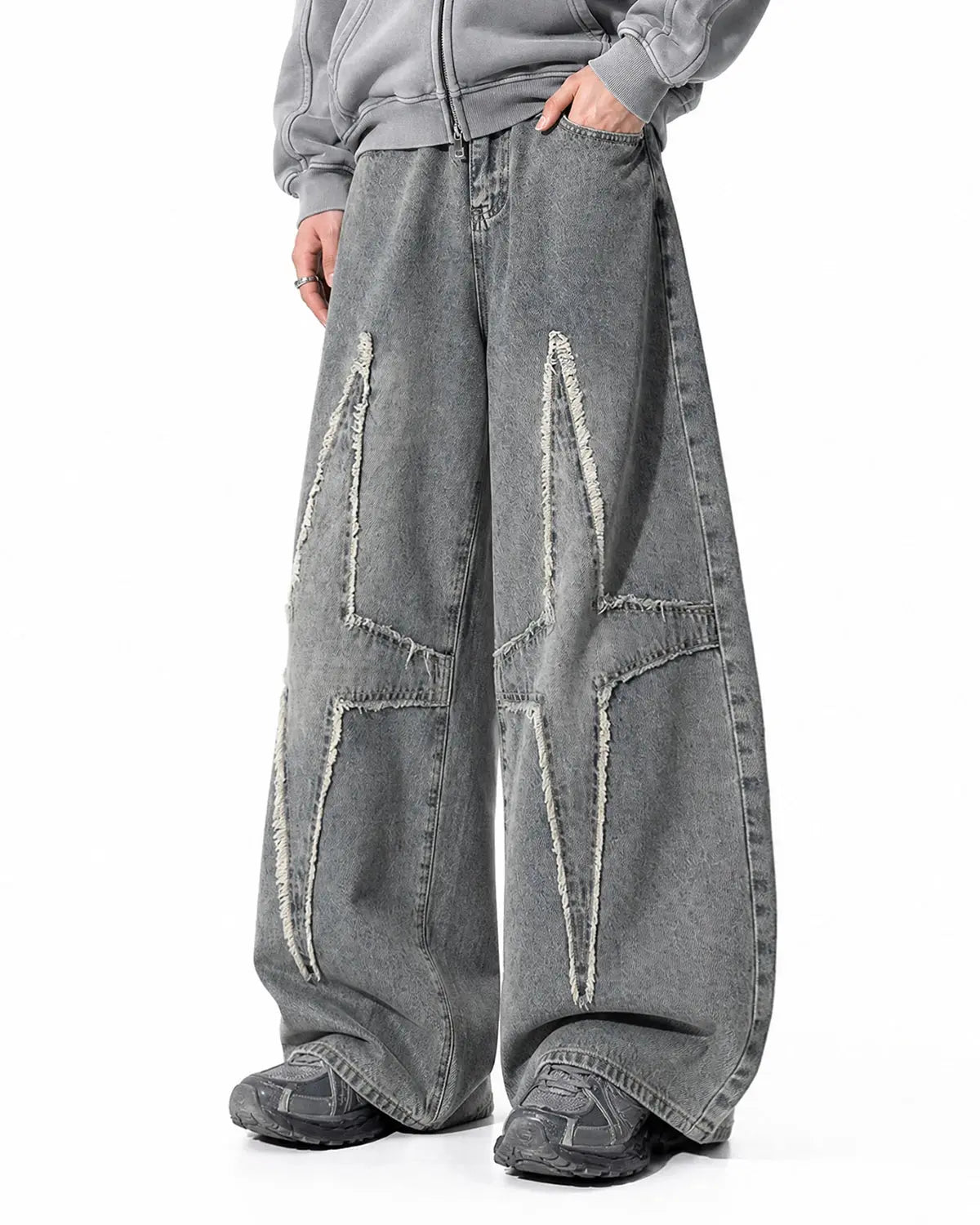 Star Patched Baggy Jeans | Inflation Streetwear