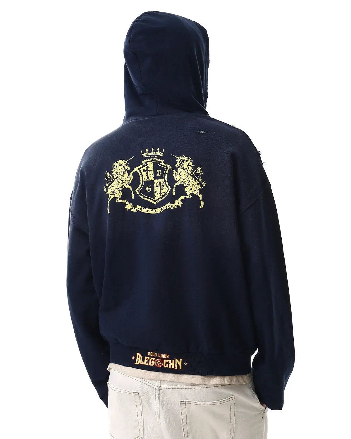 Distressed Washed Printed Zip Up Hoodies | Inflation Streetwear