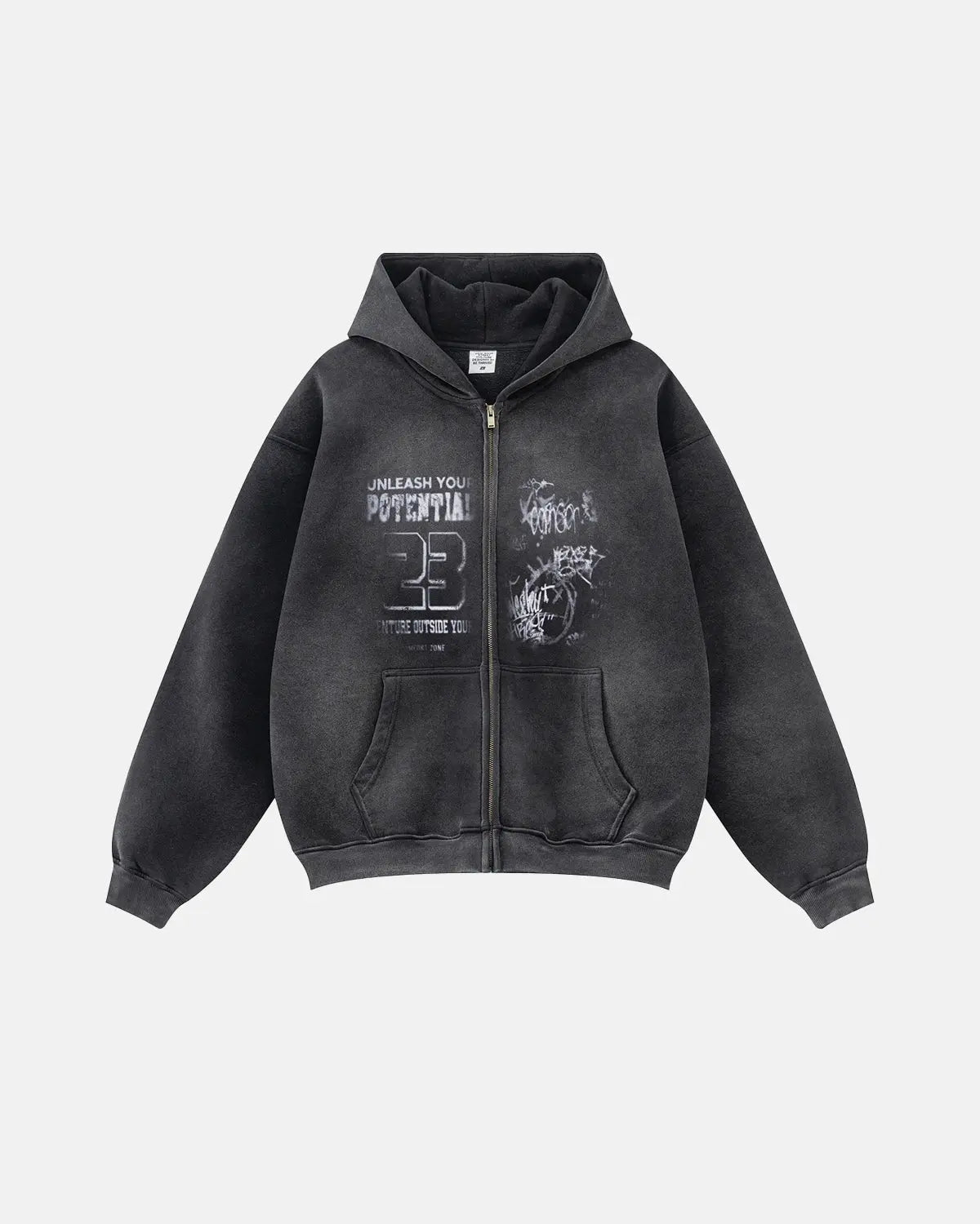 Graphic Washed Zip Up Hoodies | Inflation Streetwear