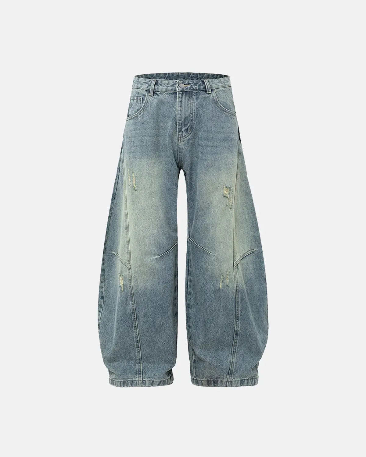 Acid Washed Distressed Barrel Jeans | Inflation Streetwear