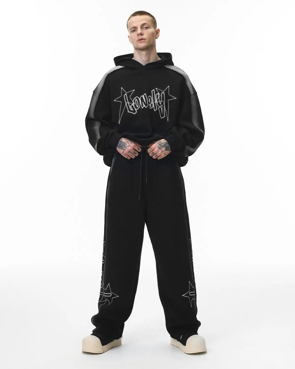 Stitching Spray-Painted Hoodies | Inflation Streetwear