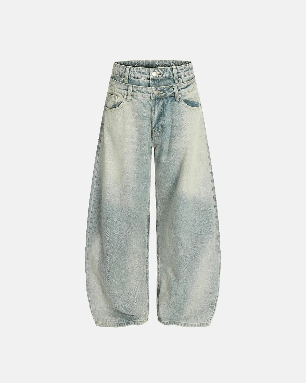Double Waist Acid Washed Baggy Jeans | Inflation streetwear