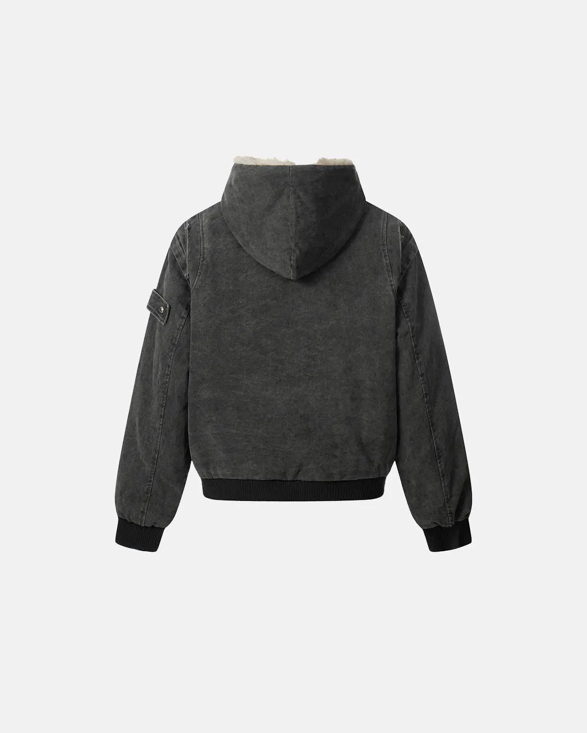 Faux Fur Lined Washed Hooded Jacket | Inflation Streetwear