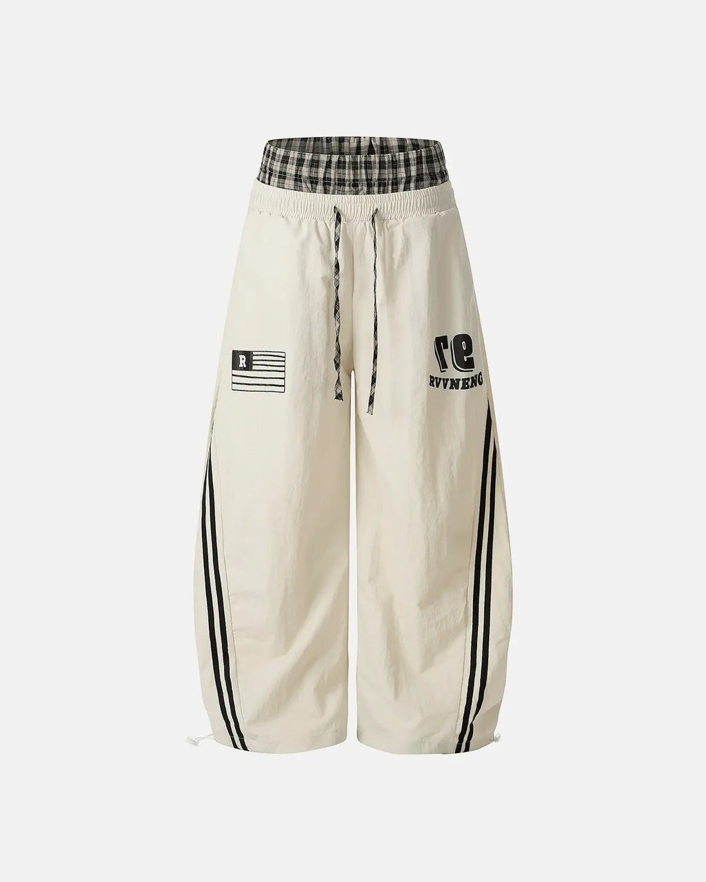 Plaid Double Waist Baggy Track Pants | Inflation Streetwear