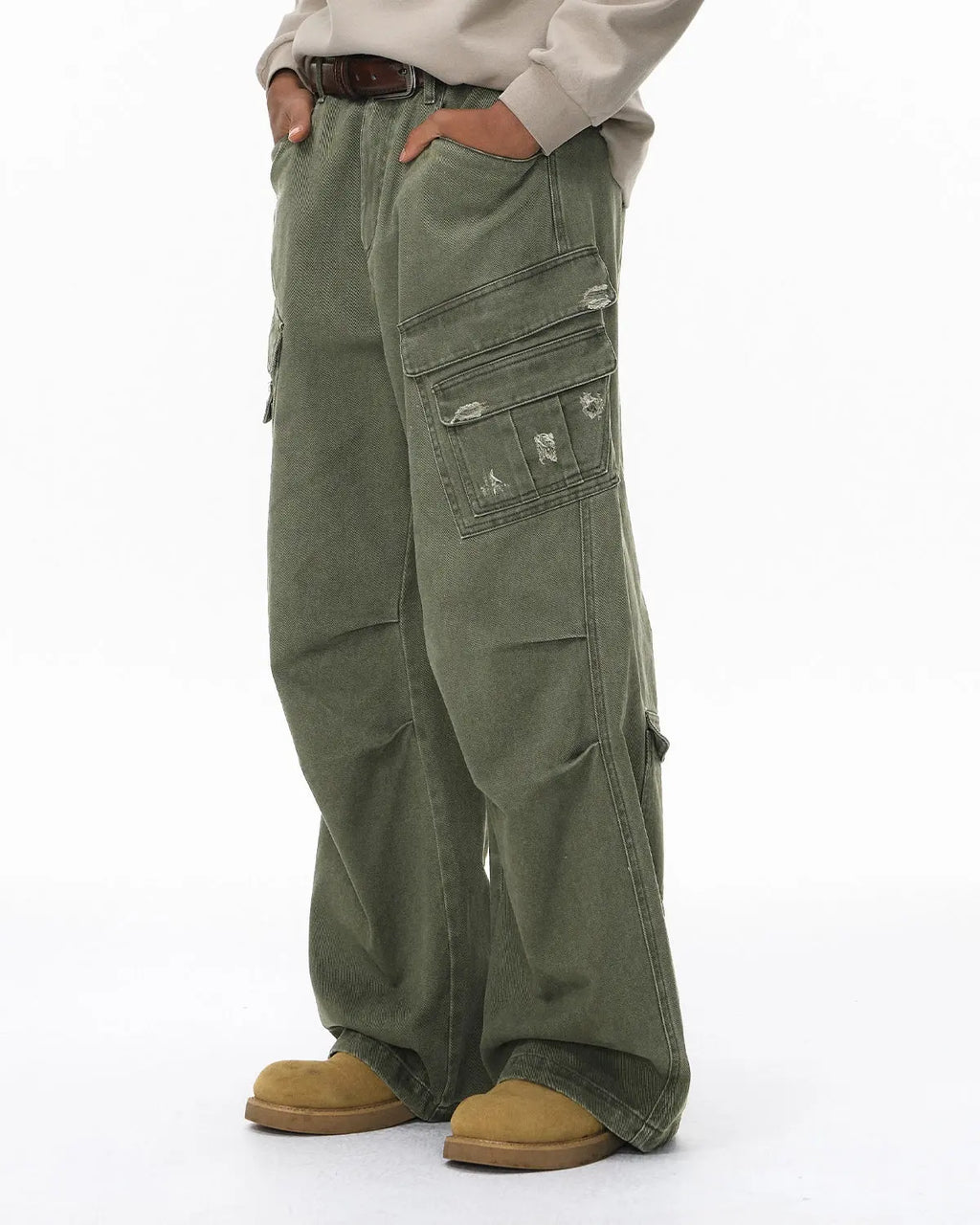 Garment Wash Ripped Cargo Pants | Inflation Streetwear