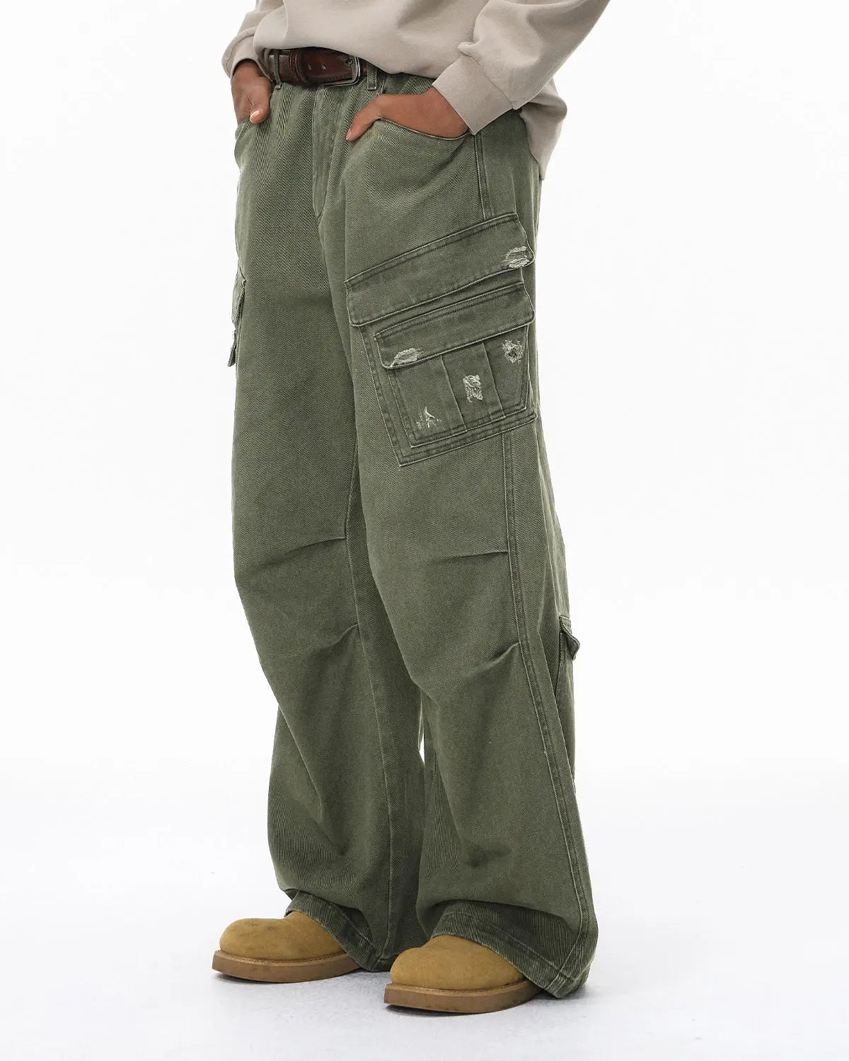 Garment Wash Ripped Cargo Pants | Inflation Streetwear