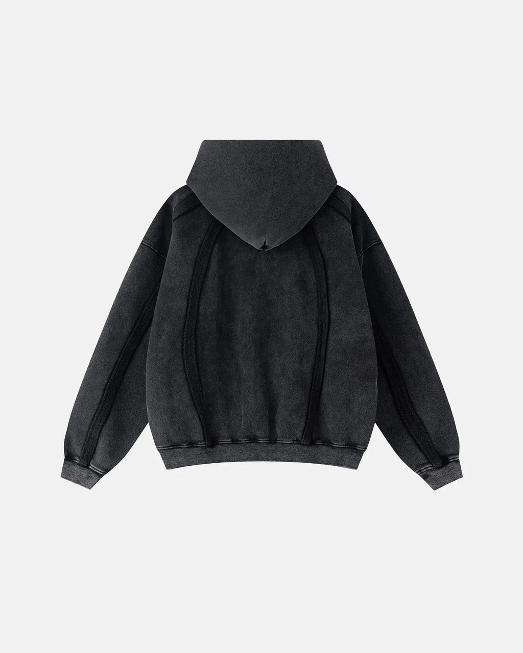 Snow Washed Raw Edge Boxy Zip Up Hoodie | Inflation Streetwear