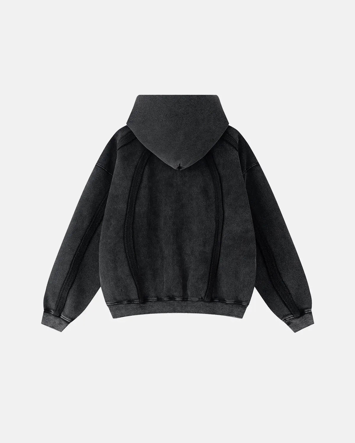 Snow Washed Raw Edge Boxy Zip Up Hoodie | Inflation Streetwear