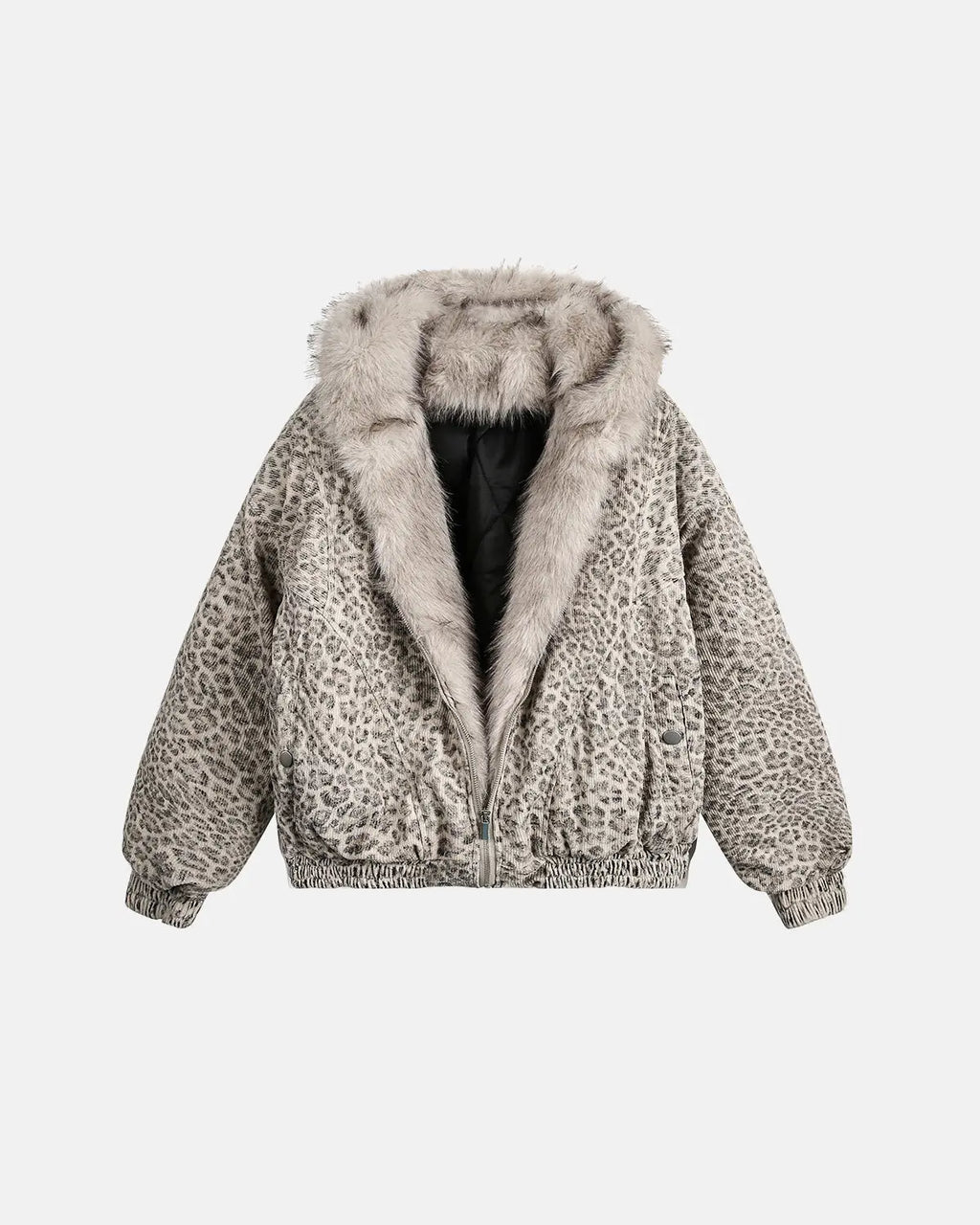 Leopard Faux Fur Lined Bomber Jacket | Inflation Streetwear
