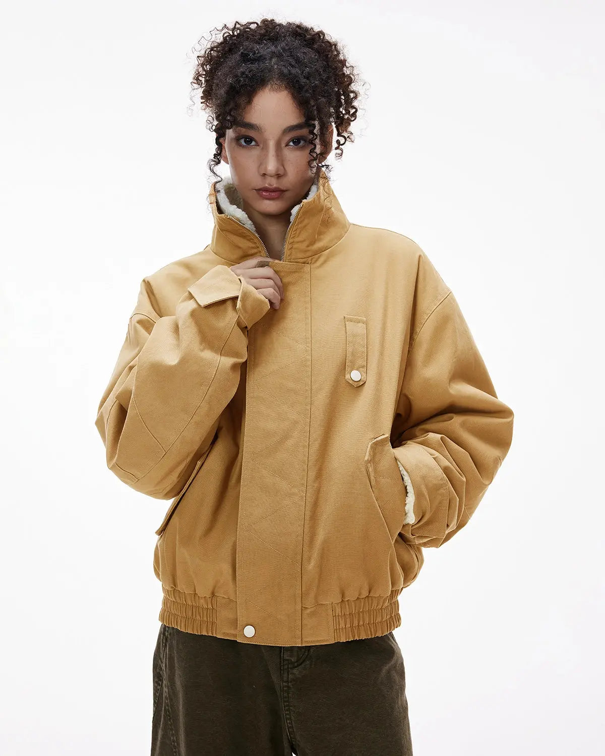 Faux Shearling Lining Lambswool Jacket | Inflation Streetwear