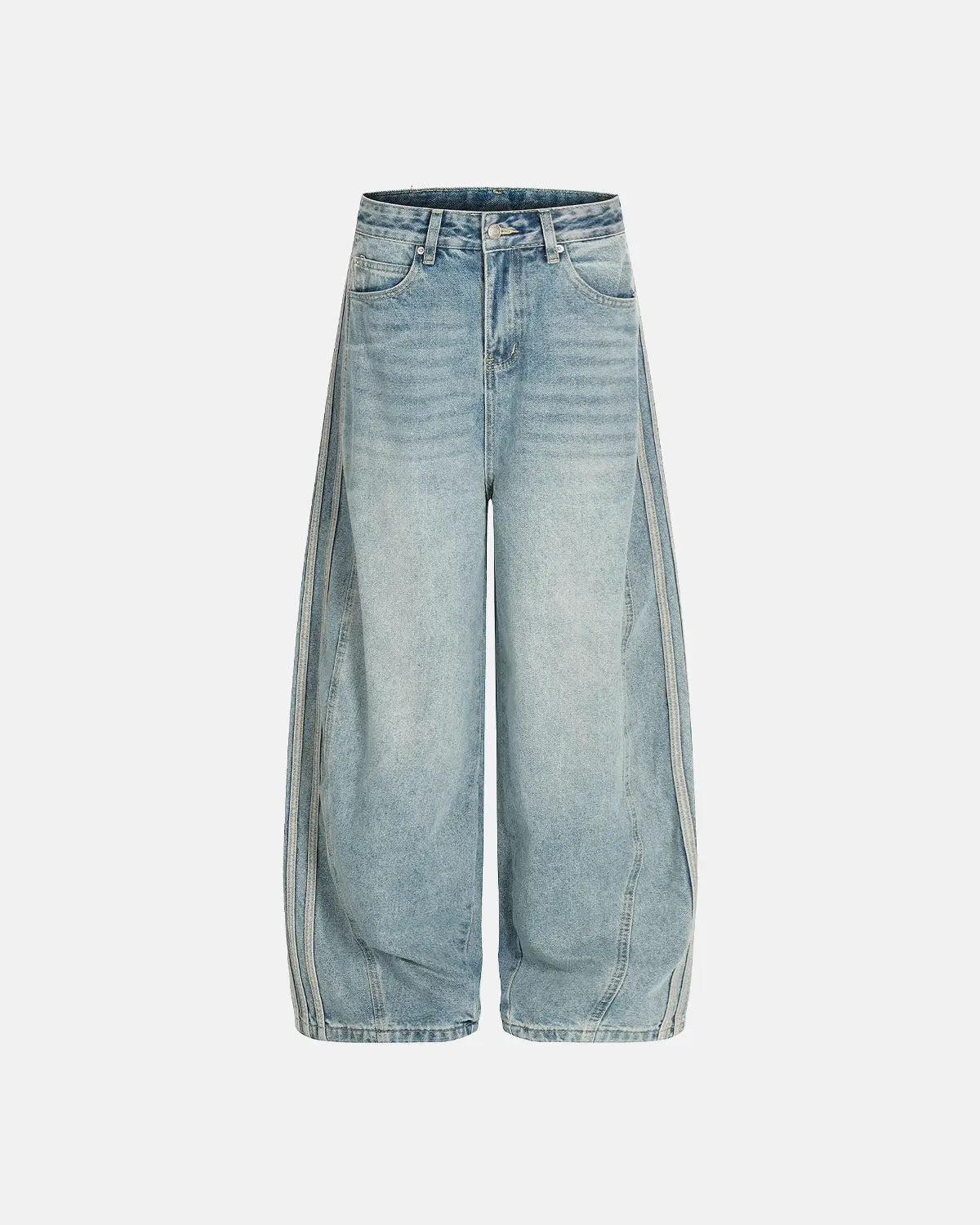 Acid Wash Striped Side Baggy Jeans | Inflation Streetwear