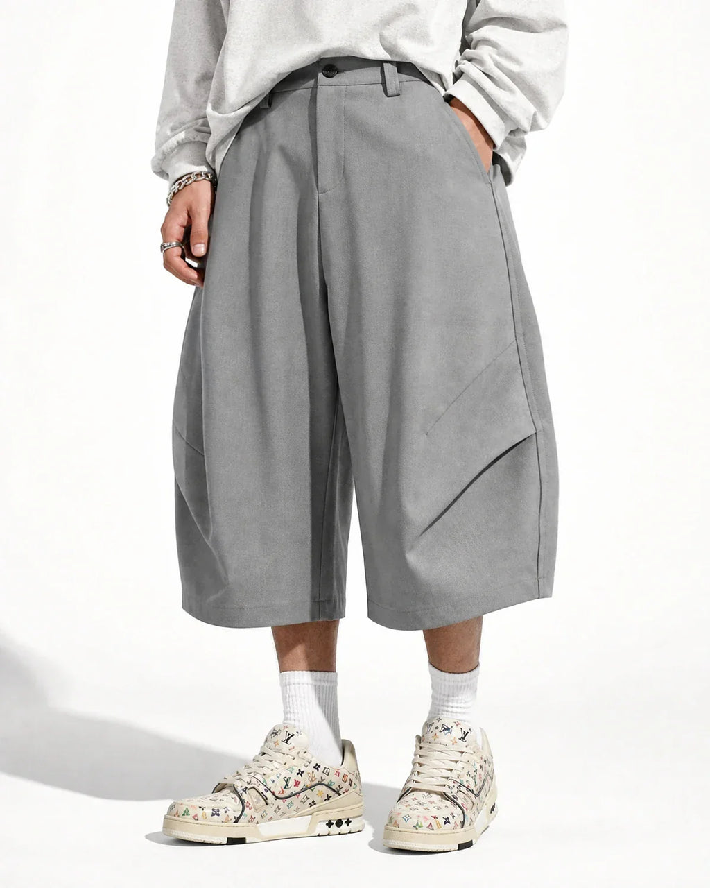 Pleated Barrel Tailored Bermuda Shorts | Inflation Streetwear