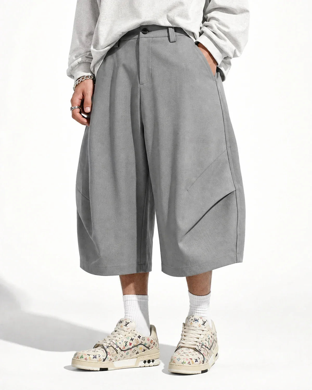 Pleated Barrel Tailored Bermuda Shorts | Inflation Streetwear
