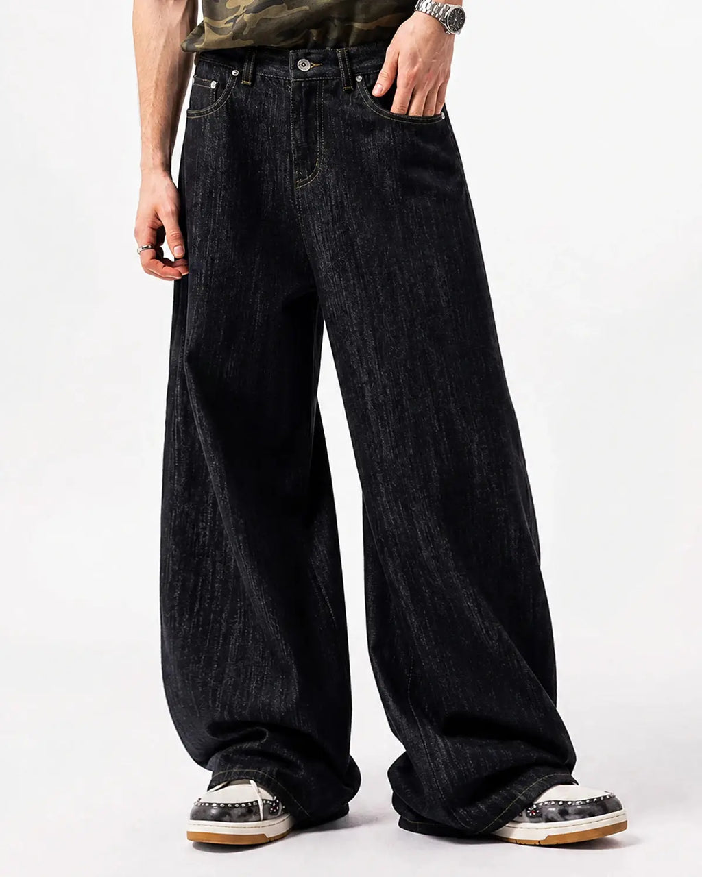 Embroidered Raw Baggy Jeans | Inflation Streetwear