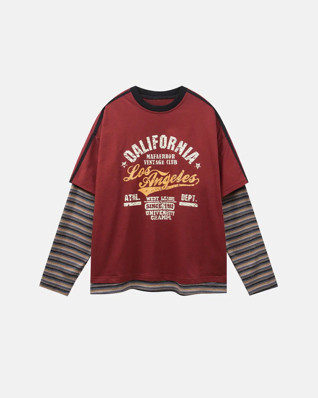 Retro Letter Print Layered Stripe T-Shirt | Inflation Streetwear