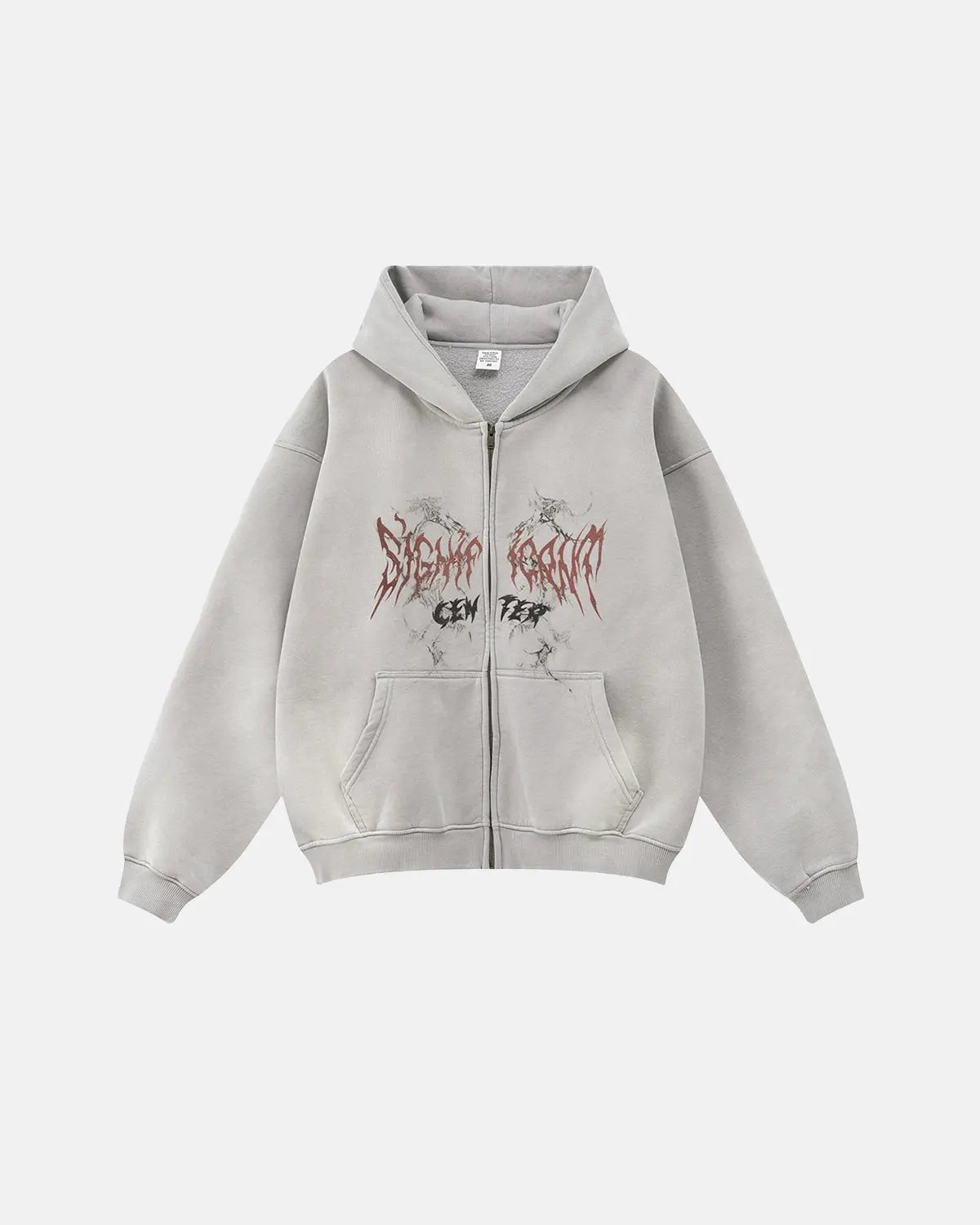 INFLATION Washed Graphic Zip Up Hoodies