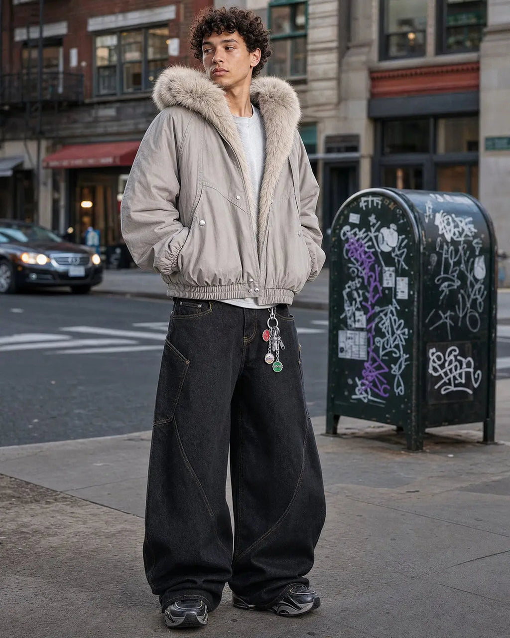 Faux Fur Lined Bomber Hooded Jacket | Inflation Streetwear