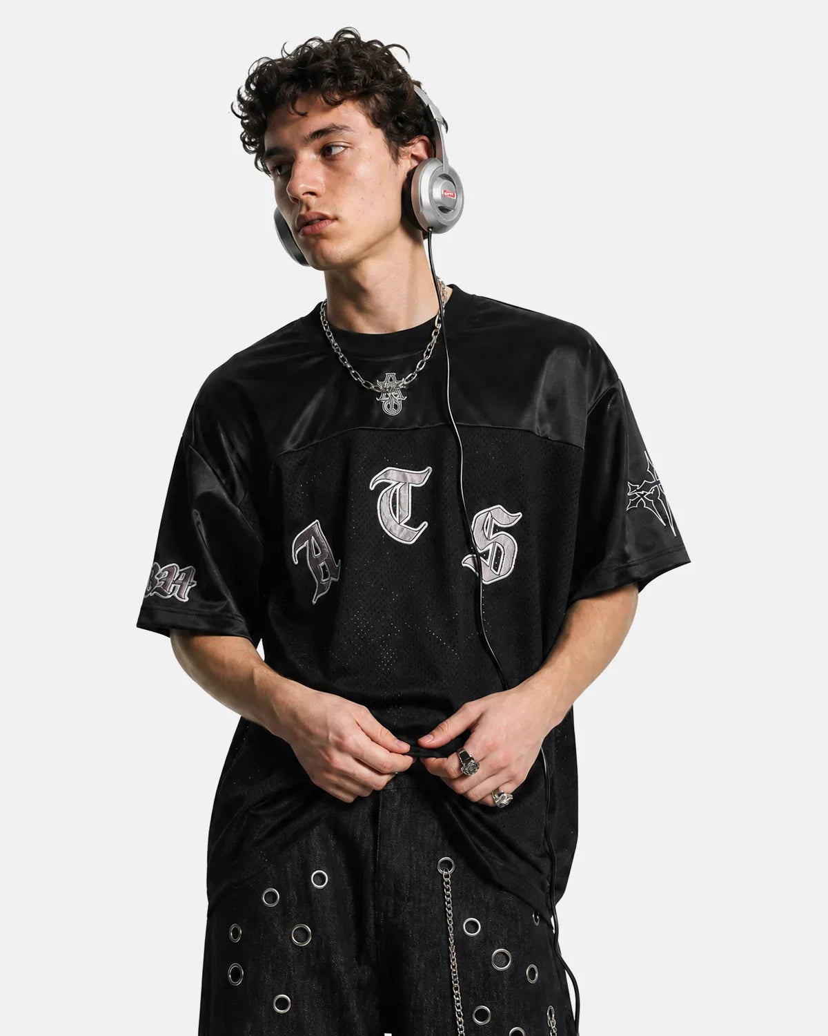 Gothic Embroidered Mesh Jersey | Inflation Streetwear