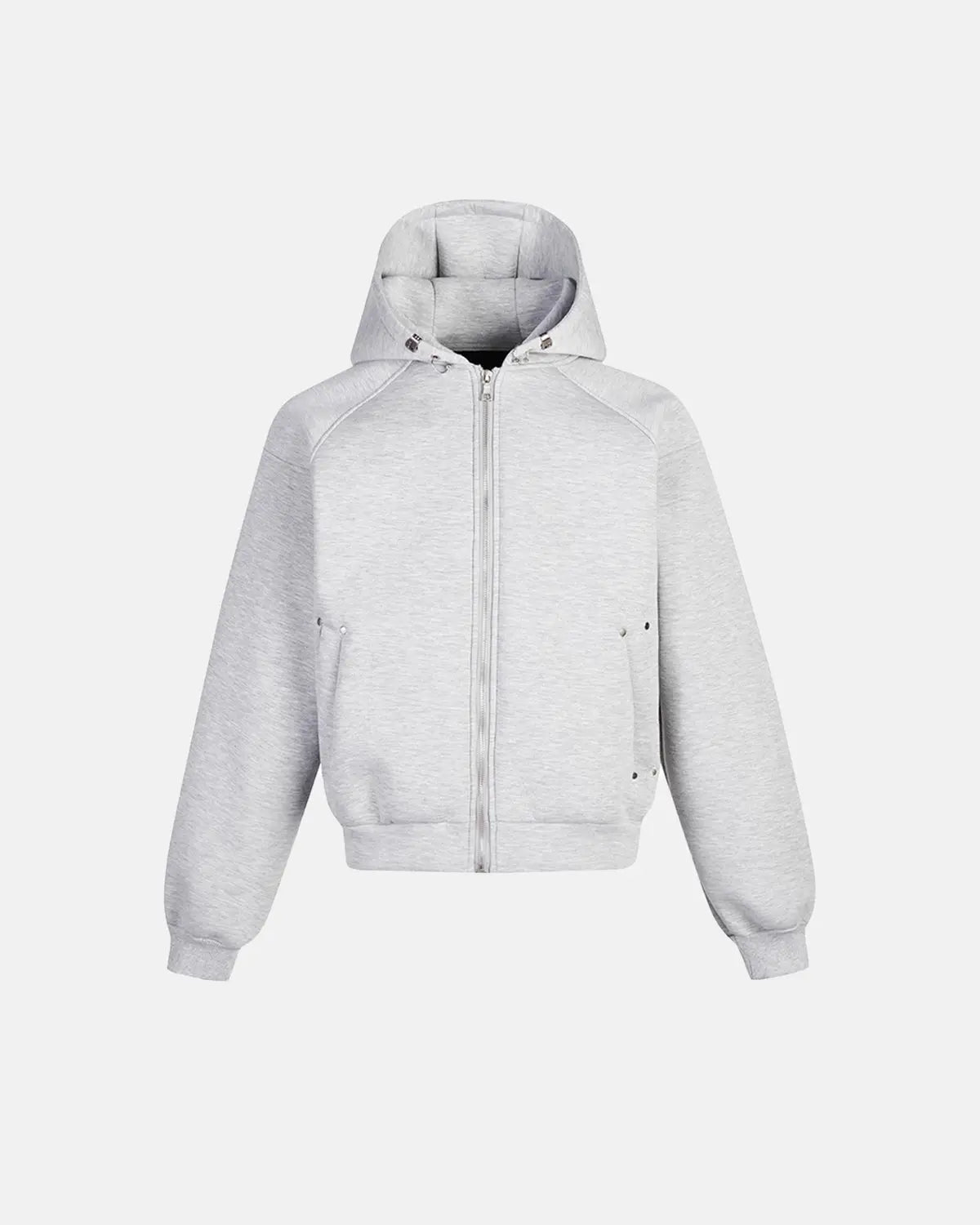 INFLATION Grey Boxy Zip Up Hoodies