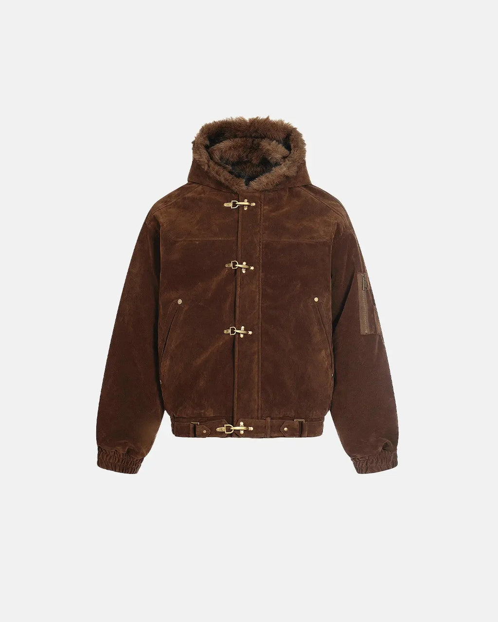 Faux Fur Lined Clasp Bomber Jacket | Inflation Streetwear