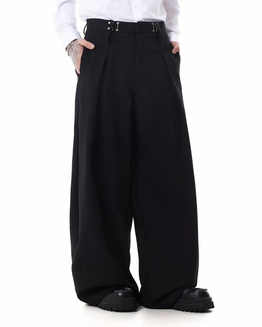 Metal Hook Wide-Leg Suit Pants | Inflation Streetwear