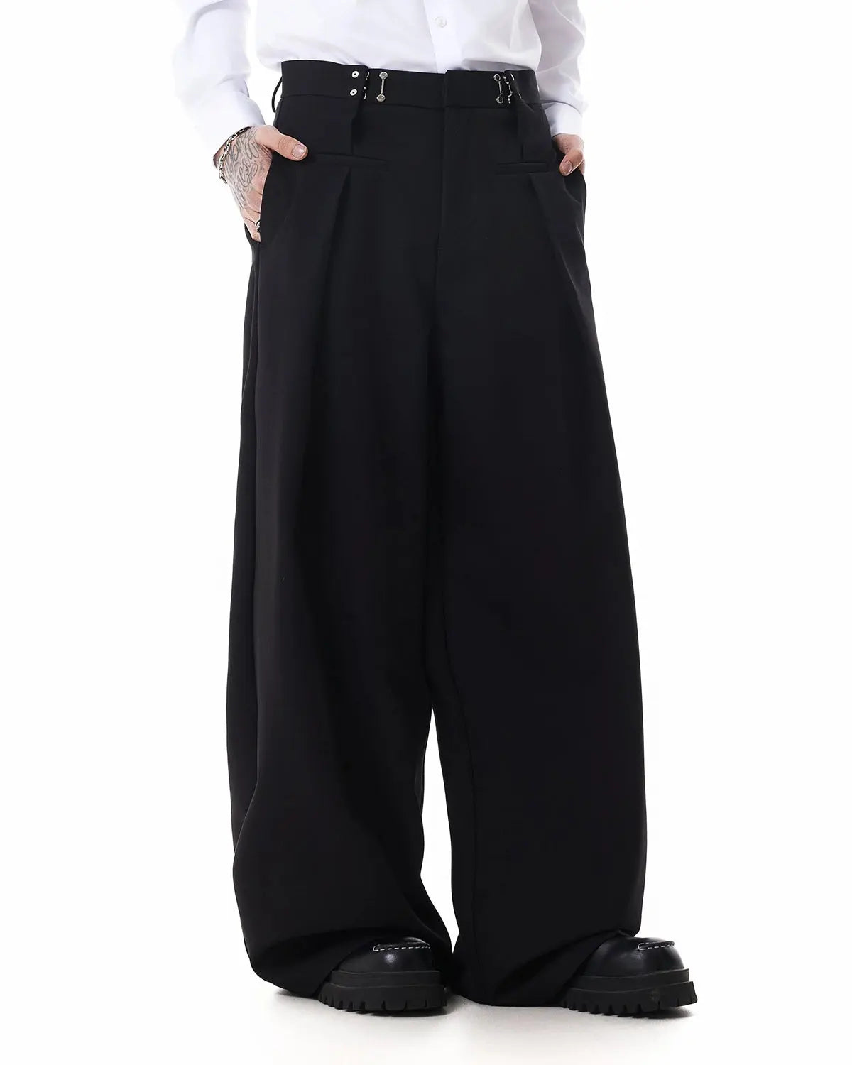 Metal Hook Wide-Leg Suit Pants | Inflation Streetwear