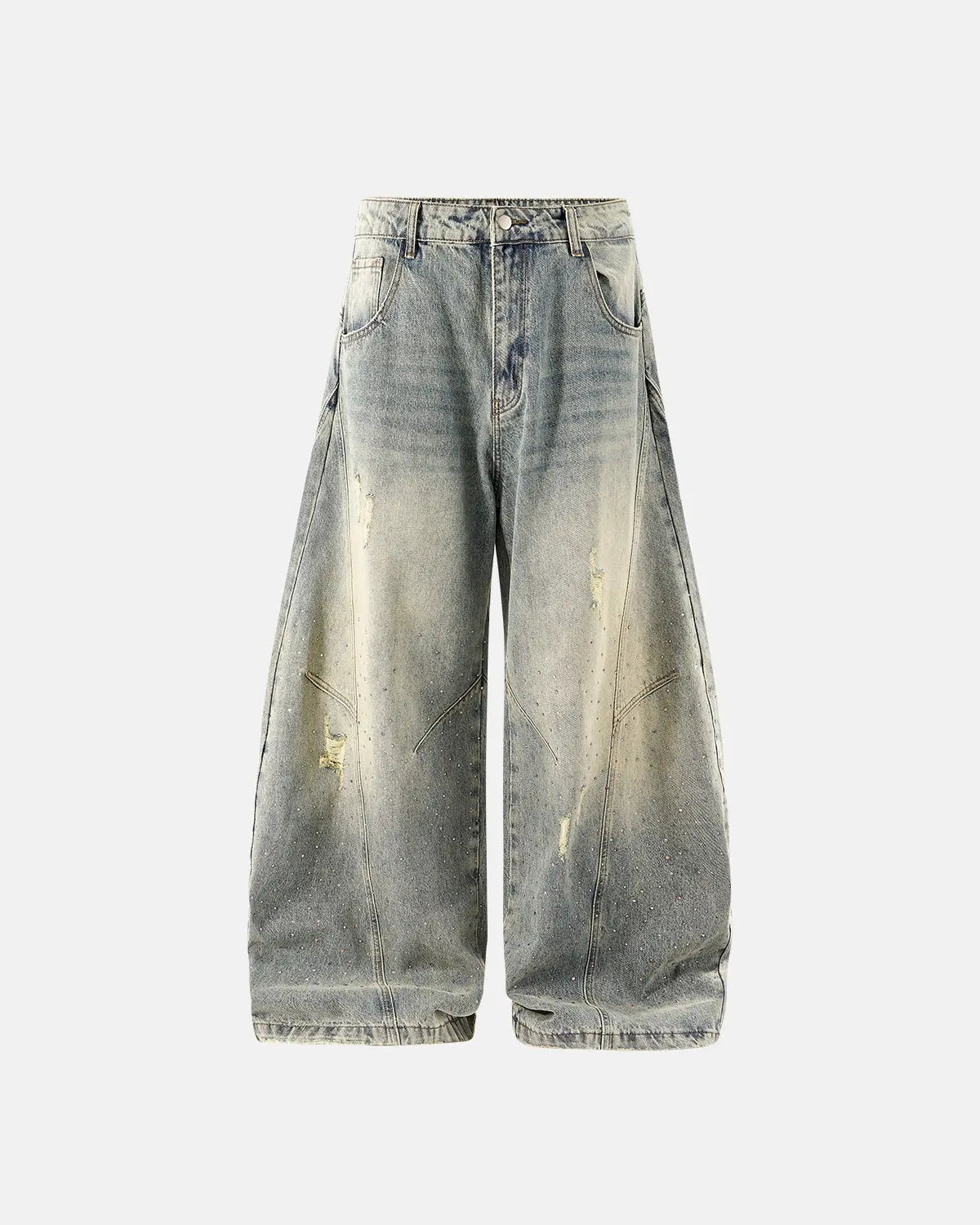 Colorful Rhinestones Ripped Baggy Jeans | Inflation Streetwear