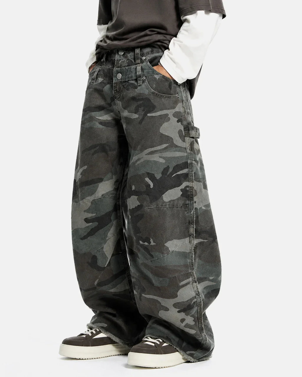 Double Waist Camo Cargo Pants | Inflation Streetwear